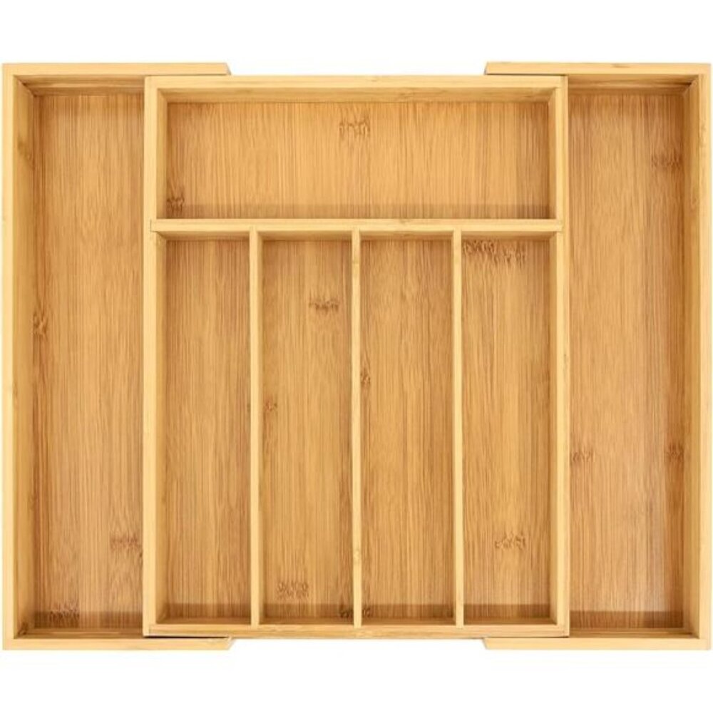 Bamboo Drawer Organizer Expandable Silverware Tray Kitchen Utensil Storage